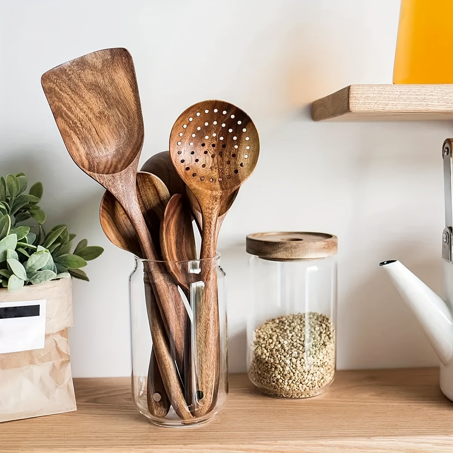 5pcs Non-Stick Pan Safe Wooden Kitchen Utensils Set