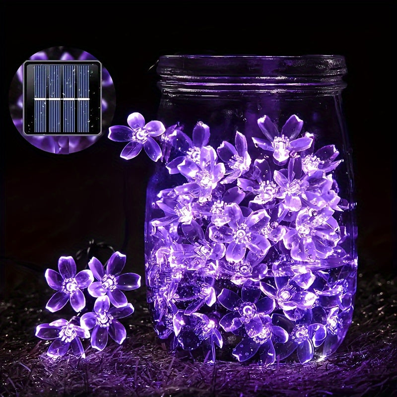 Purple Cherry Blossom Solar LED String Lights