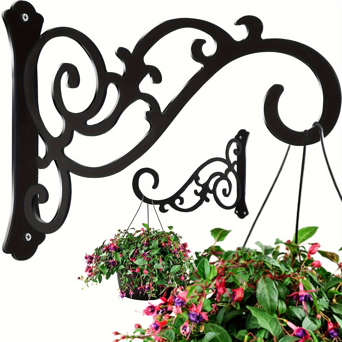 2-Piece Decorative Iron Wall Hooks – Stylish Swirling Design for Plants, Lanterns & Wind Chimes