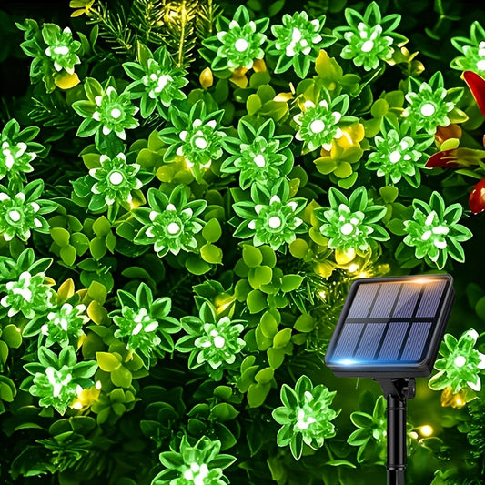 100/50/20 Green LED Solar Lotus Flower String Lights