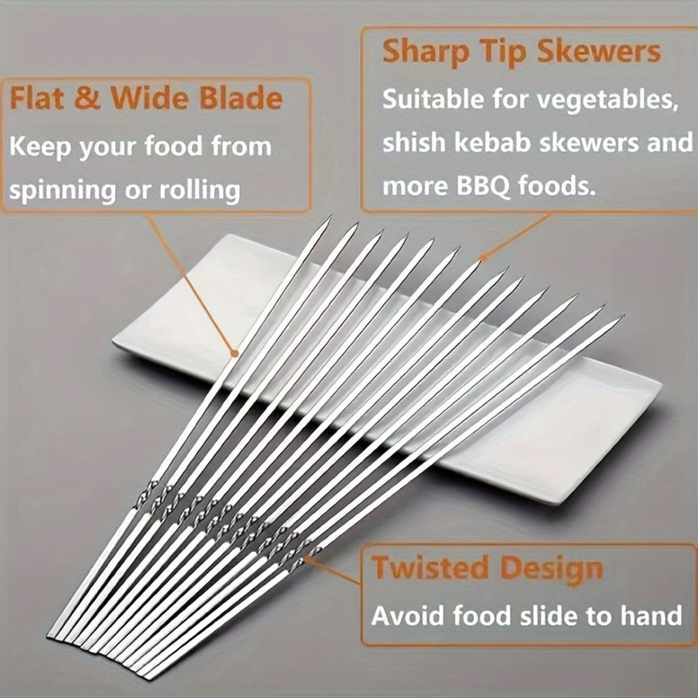30/50pcs Durable Stainless Steel BBQ Skewers with Storage Tube