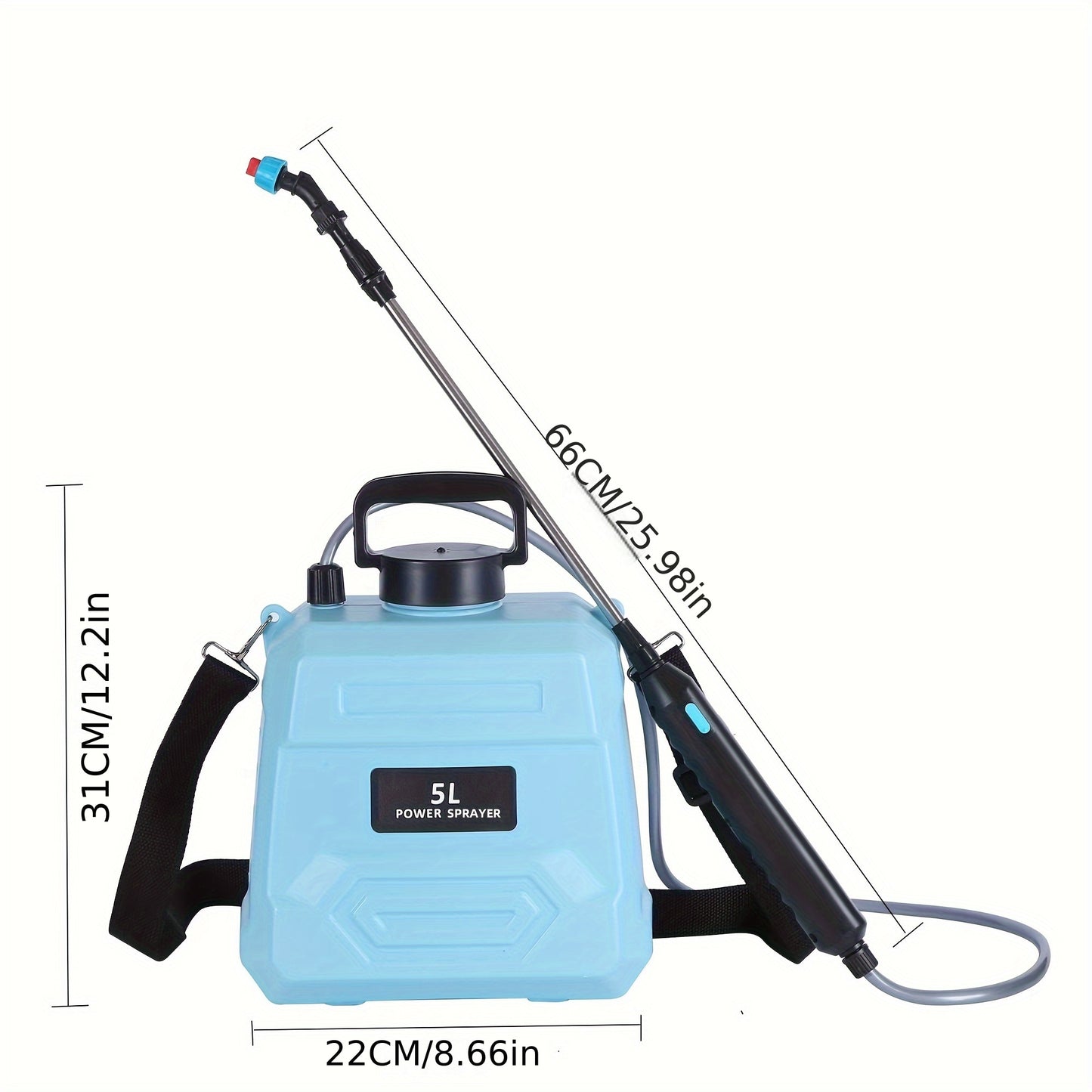 1800mAh 5L Portable Electric Watering Can W/ Adjustable Nozzle