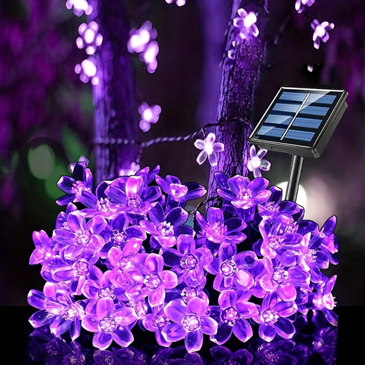 Purple Cherry Blossom Solar LED String Lights