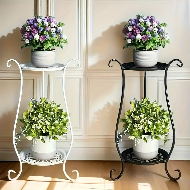 Elegant 2-Tier Wrought Iron Plant Stand