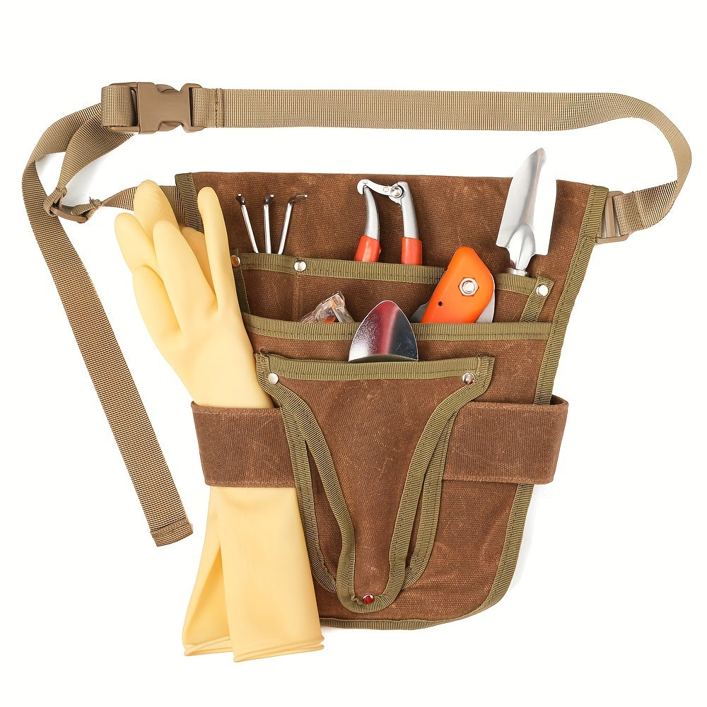 Durable Waterproof Canvas Garden Tool Belt with Multiple Pockets