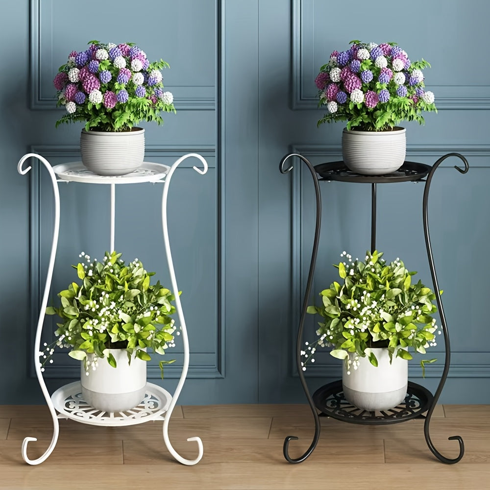 Elegant 2-Tier Wrought Iron Plant Stand