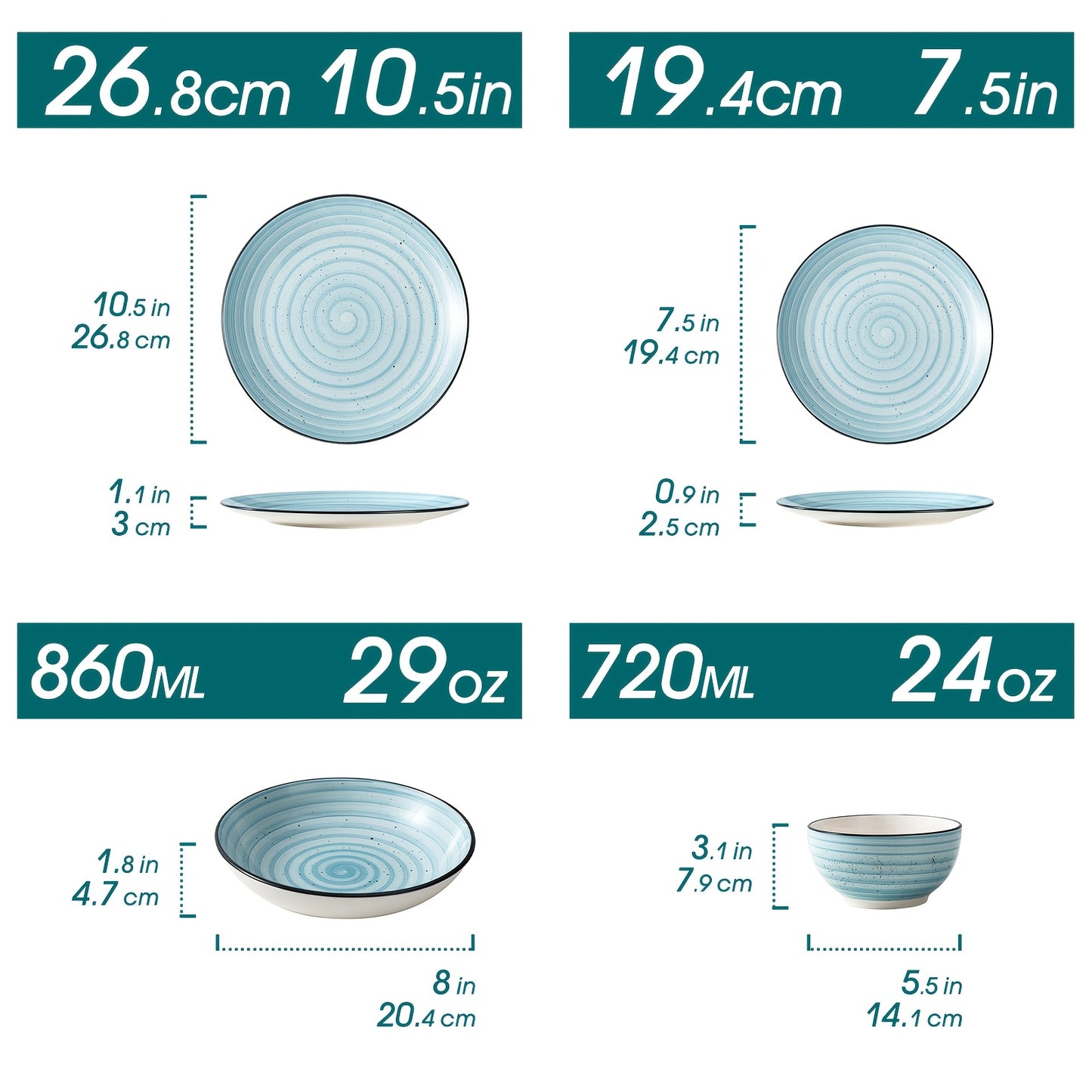 12/24pcs Blue Dinner Set – Premium Hand painted Ceramic Dinnerware Collection
