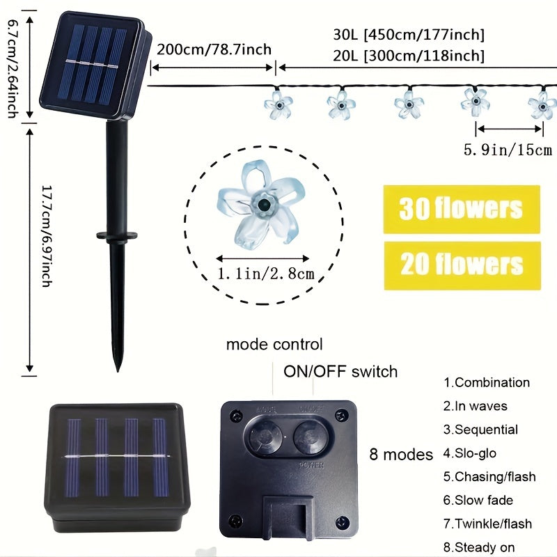 Purple Cherry Blossom Solar LED String Lights