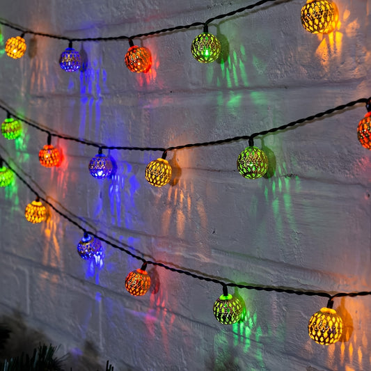 Moroccan Solar Fairy String Lights - 20/30 LED Multicolor Outdoor Decor