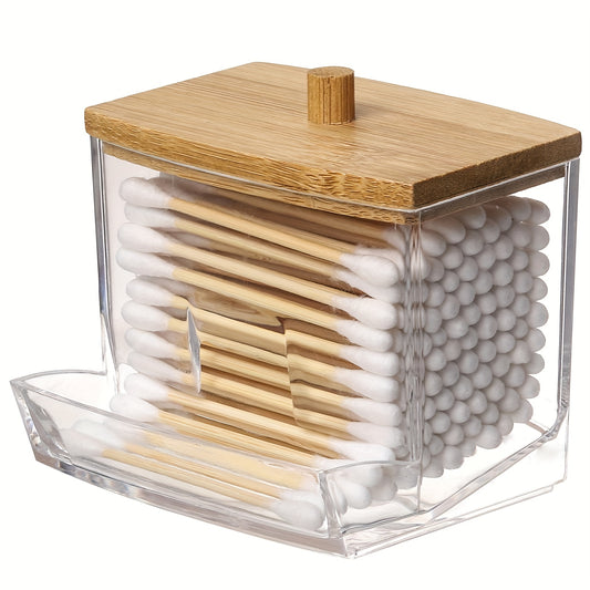 Clear Acrylic Swab & Storage Jar with Wooden Lid