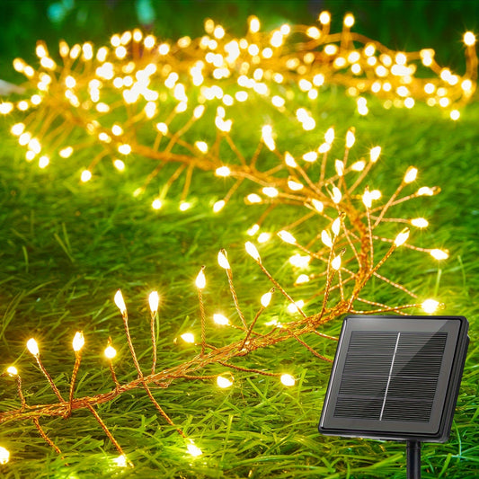 Solar-Powered LED Fairy Lights – 100 Warm White Firecracker String Lights (5.97m)