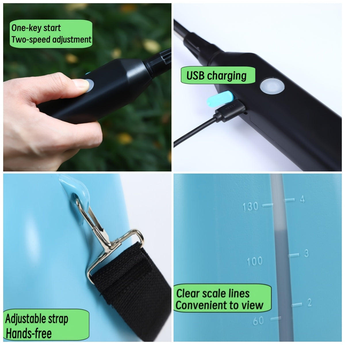 1800mAh 5L Portable Electric Watering Can W/ Adjustable Nozzle